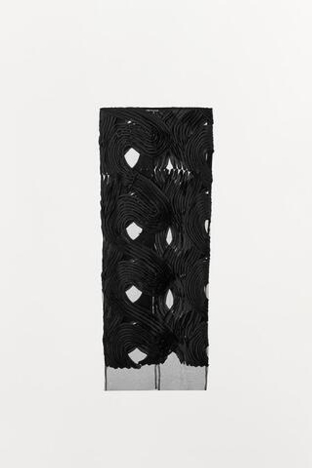 ZARA ЮБКА МИДИ С РЕЛЬЕФНЫМ УЗОРОМ — LIMITED EDITION, ЧЕРНЫЙ