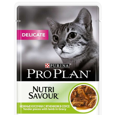 Pro Plan Delicate Lamb 85 г - консервы (пауч) для кошек с чувствительным пищеварением (ягненок)