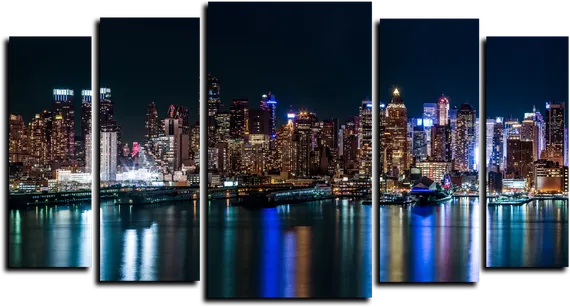 Модульная картина "Город в отражении"