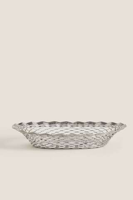 ZARA HOME МЕТАЛЛИЧЕСКАЯ ЧАША С АЖУРНЫМ КРАЕМ, СЕРЕБРЯНЫЙ