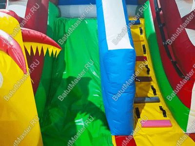 Коммерческий батут "Белый клык" с механизированной головой, цвет красно-желтый, 6х5х4 м