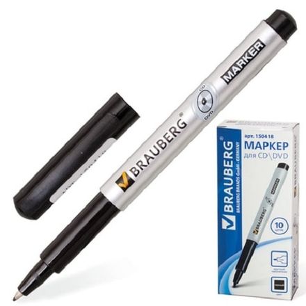 Маркер перманентный для CD-DVD 1.0мм, Brauberg, чёрный
