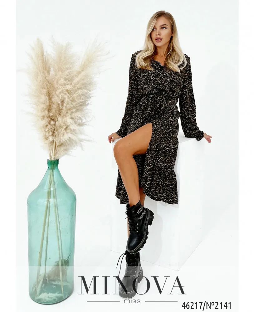 Платье 2141-черный-коричневый Minova