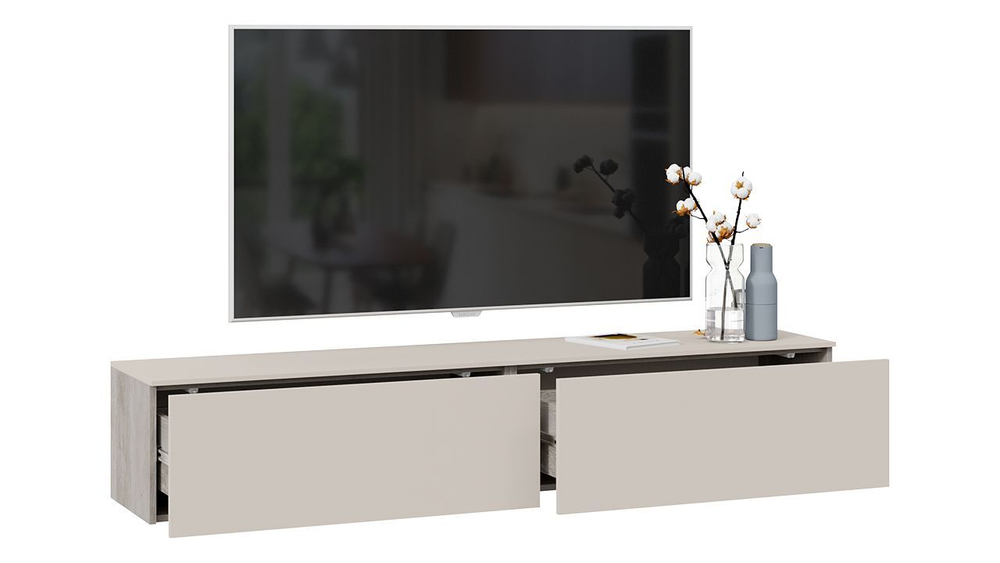 Тумба под телевизор подвесная Баттл Рок/Сантьяго софт 180х37х33 см