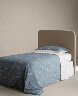 ZARA HOME ДЕТСКИЙ ДВУСТОРОННИЙ ПОДОДЕЯЛЬНИК, ЭКРЮ/СИНИЙ