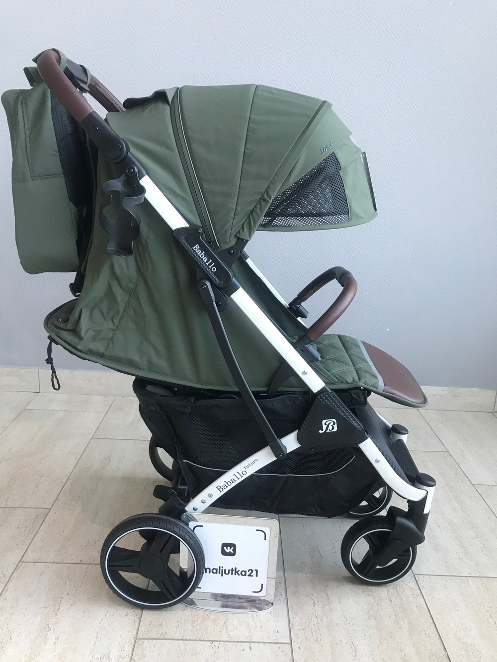 Коляска прогулочная Babalo 2024 Армейский текстиль на белой раме