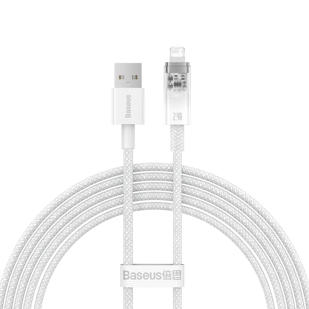 USB-A - Lightning Кабель Baseus Explorer STC Charging+Data 2.4A 2m - White