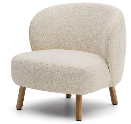 Кресло Ulit из белого букле с ножками из бука в натуральной отделке Испания La Forma