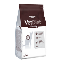 Сухой диетический корм AlphaPet VetDiet URINARY для взрослых кошек и котов при заболеваниях нижних отделов мочевыводящих путей