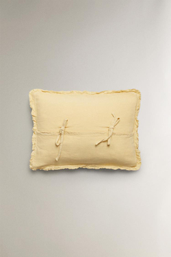 ZARA HOME ЛЬНЯНОЙ ЧЕХОЛ ДЛЯ ДЕКОРАТИВНОЙ ПОДУШКИ, ЖЕЛТЫЙ