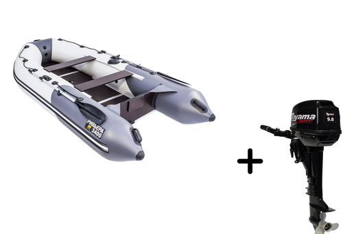 Ривьера 3400 СК Компакт серый-графит + Toyama T 9.8 BMS (комплект лодка + мотор)