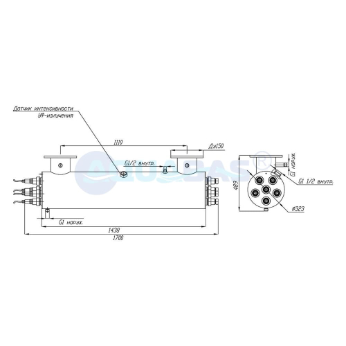 УФУ.250.БП Излучатель ультрафиолетовый УФУ-250 с датчиком УФ и блоком промывки