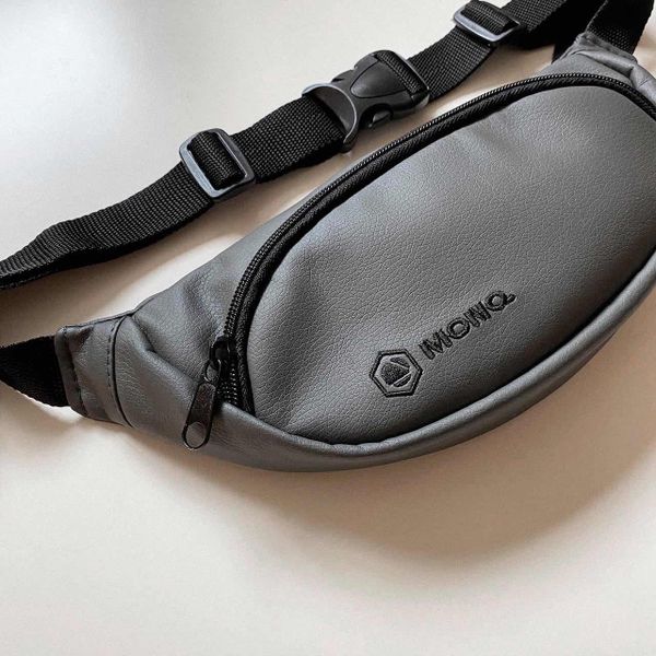 Сумка поясная MONQ Small Buddha Искусственная кожа Серая - фото 2