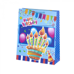 Пакет подарочный бумажный Alingar, (L+) 26х32х10 см, вертикальный, "С днем рождения", матов. ламинация, ассорти