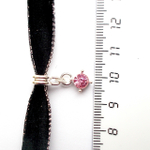 Чокер черный с блестящим краем (ширина 10мм) "Розовый кристалл".
