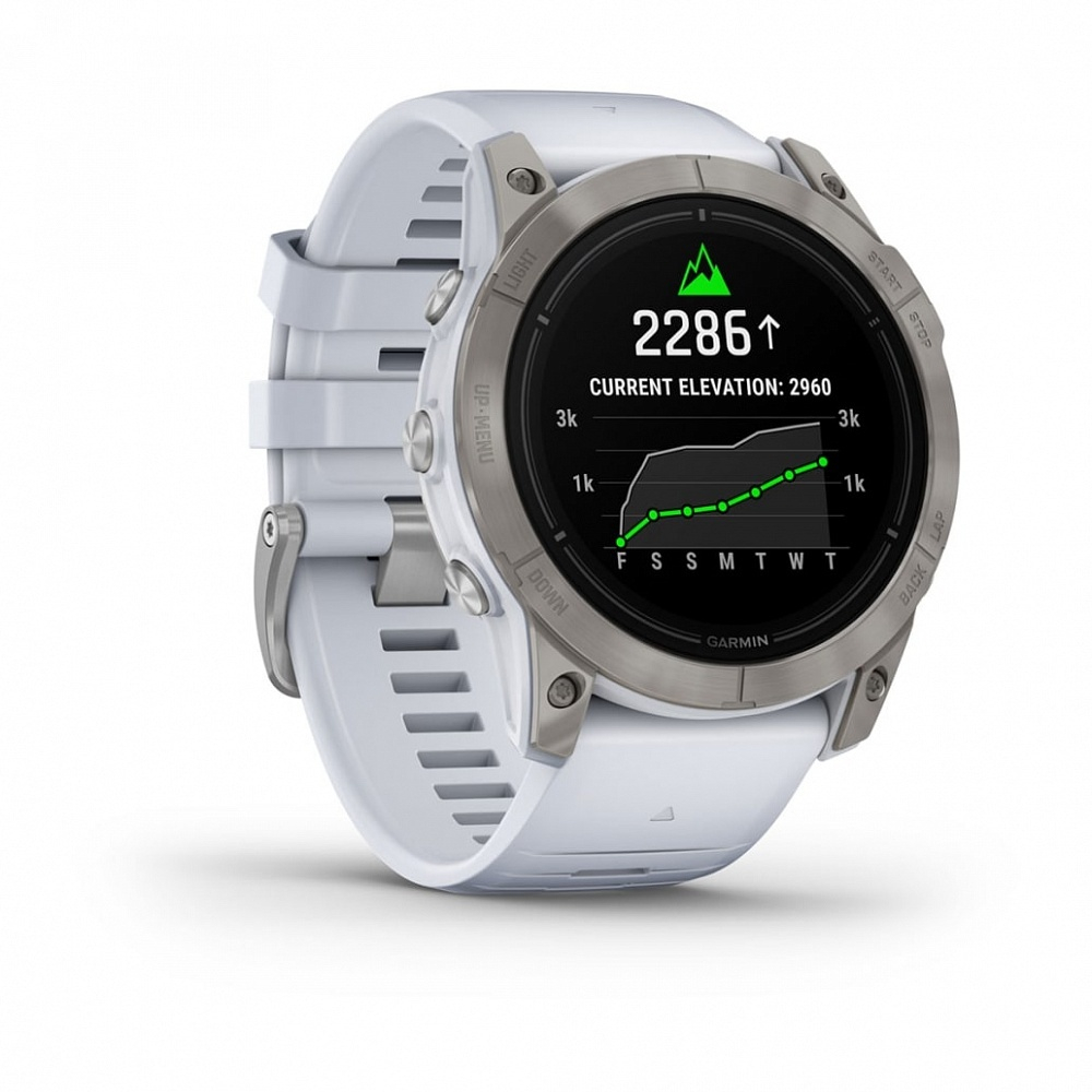 Смарт-часы Garmin EPIX Pro (Gen 2) Sapphire Edition 51 мм, титановый белый, DLC, белый силиконовый ремешок , 010-02804-11