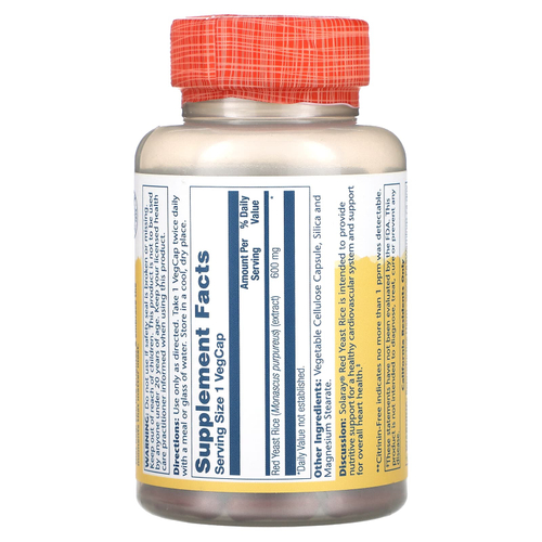 Solaray, Красный дрожжевой рис, 600 мг, 120 вегетарианских капсул