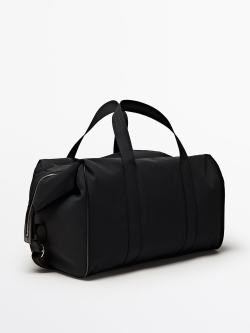 Massimo Dutti Сумка-боулинг с кожаными деталями, темно-синий