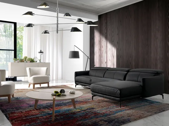 Диван угловой Angel Cerda 5359-R, черная кожа