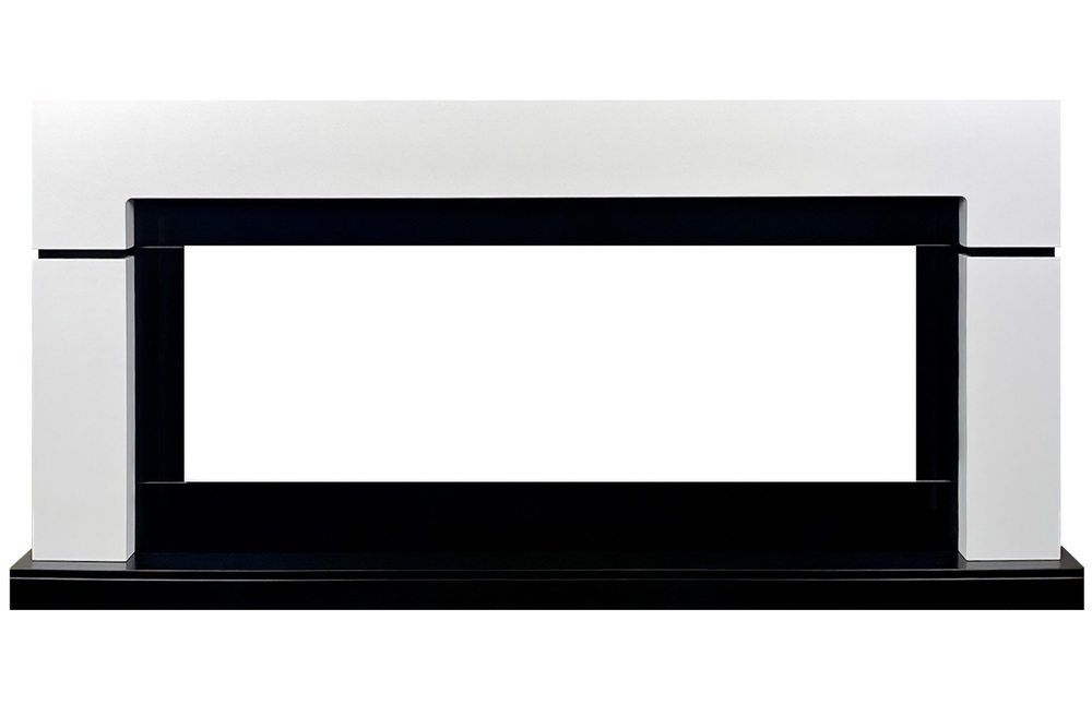 Каминокомплект Lindos 60 - Белый с черным с очагом Vision 60 LOG LED