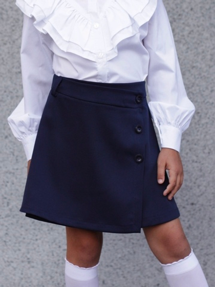 Юбка школьная с асимметричным кроем "Асимметрия", цвет темно-синий