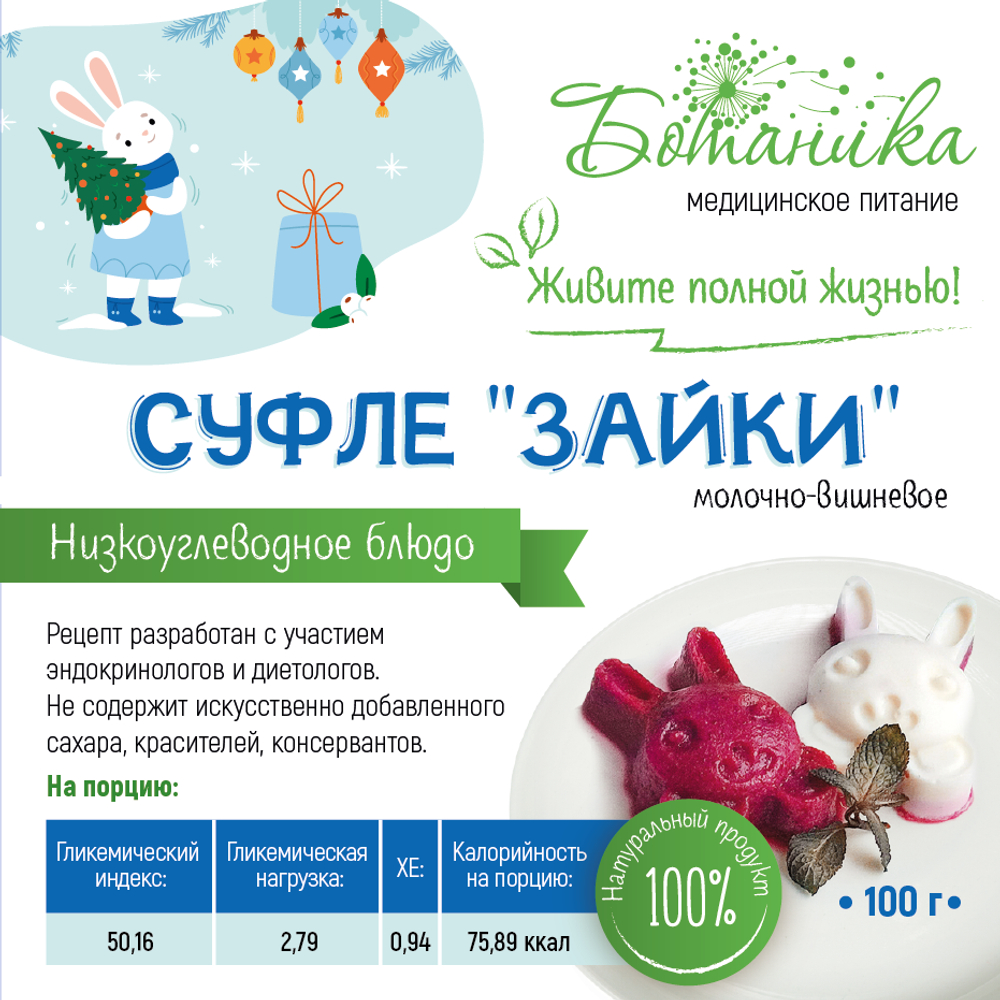 Суфле "Зайки", молочно-вишневый десерт