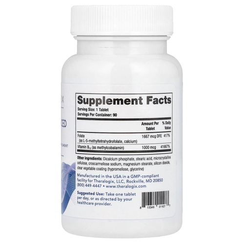 Theralogix, MTX Advanced Support®, добавка с фолатом и витамином B12, 90 таблеток