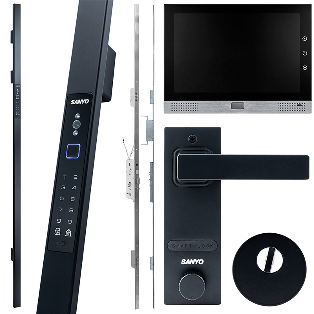 Sanyo D702 Usmart Автоматический умный замок с ручкой штангой и замком на планке 2400 мм для двухстворчатых дверей