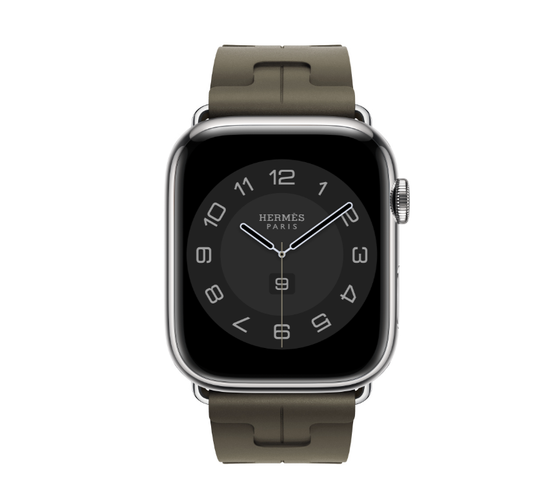 Apple Watch Hermès 45mm Silver Stainless Steel Case with Kaki Kilim Single Tour
