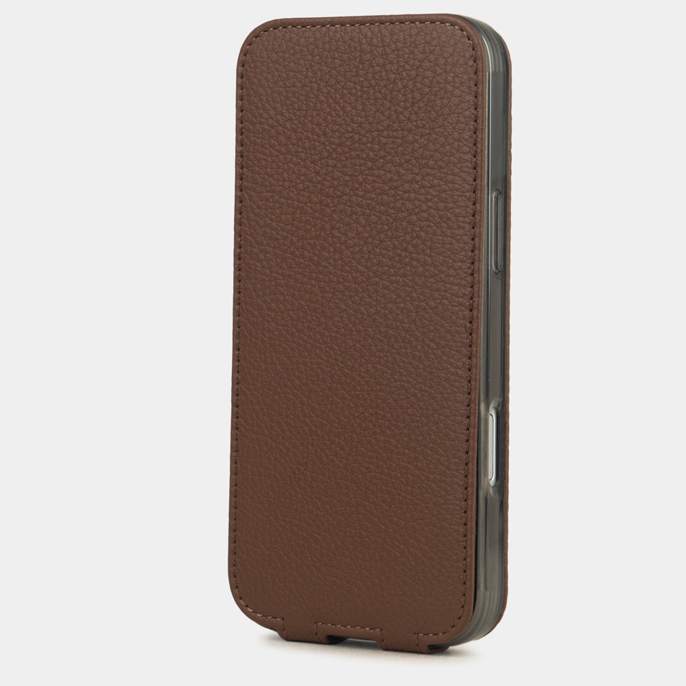 Кожаный чехол для iPhone 17 Pro, теленок цвета шоколад