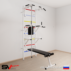 Шведская стенка Sv Sport усиленная 690 (Турник стандарт/Брусья/Стойка/Скамья/Канат)