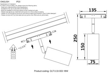 Трековый светодиодный магнитный светильник CLT 0.33 003 18W BL 3000K 48V чёрный Space Crystal Lux