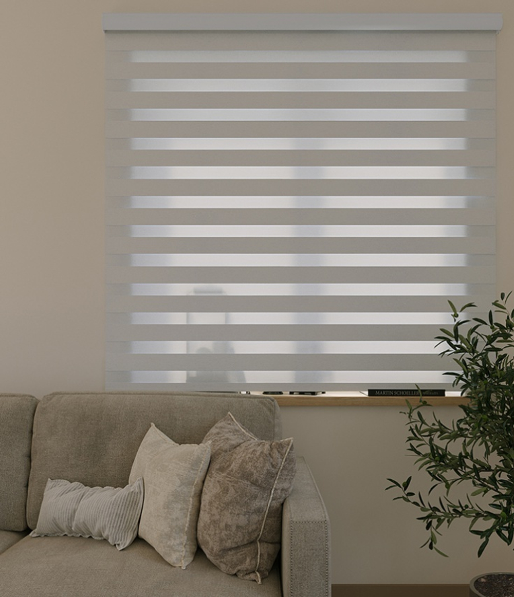 Рулонные шторы День-Ночь Меланж белый