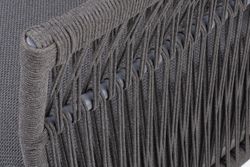 "Лугано" кресло плетеное из роупа, каркас алюминий темно-серый (RAL7024) муар, роуп темно-серый круглый, ткань темно-серая YB25-0027