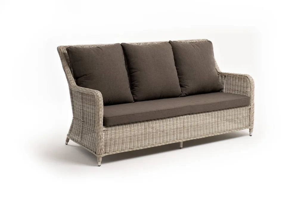 "Гляссе" диван трехместный из искусственного ротанга, цвет бежевый