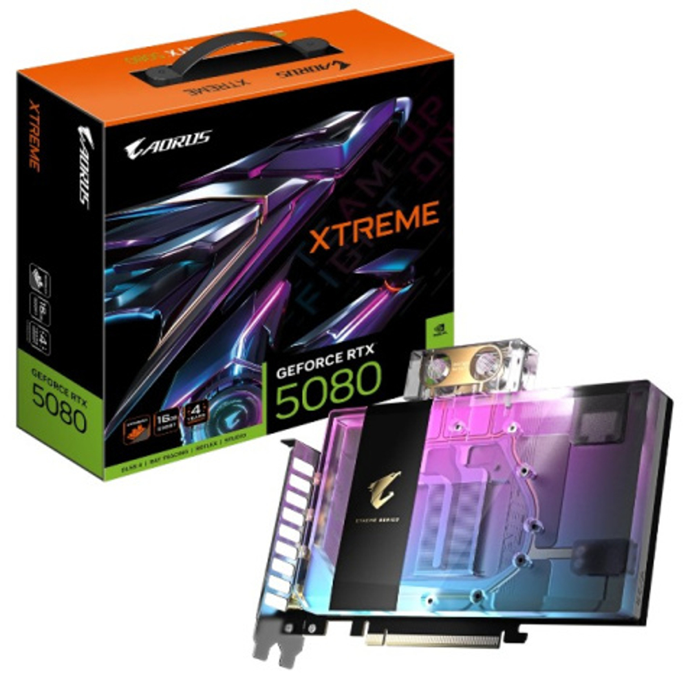 Видеокарта GIGABYTE GeForce RTX 5080 AORUS XTREME WATERFORCE WB (GV-N5080AORUSX WB-16GD)