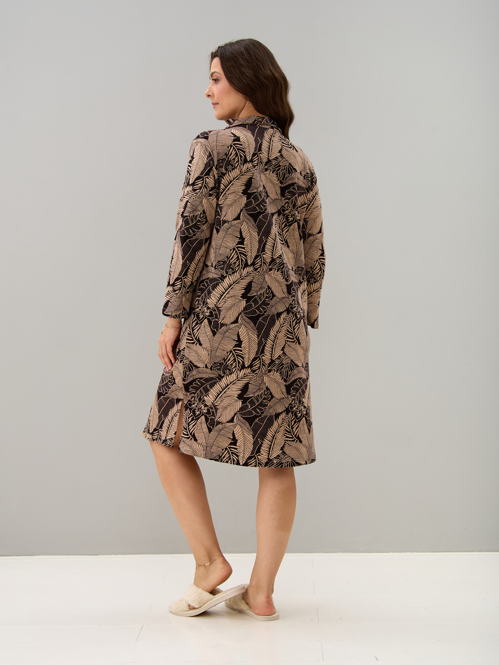 Туника Д-119/коричневый-меланжлистья