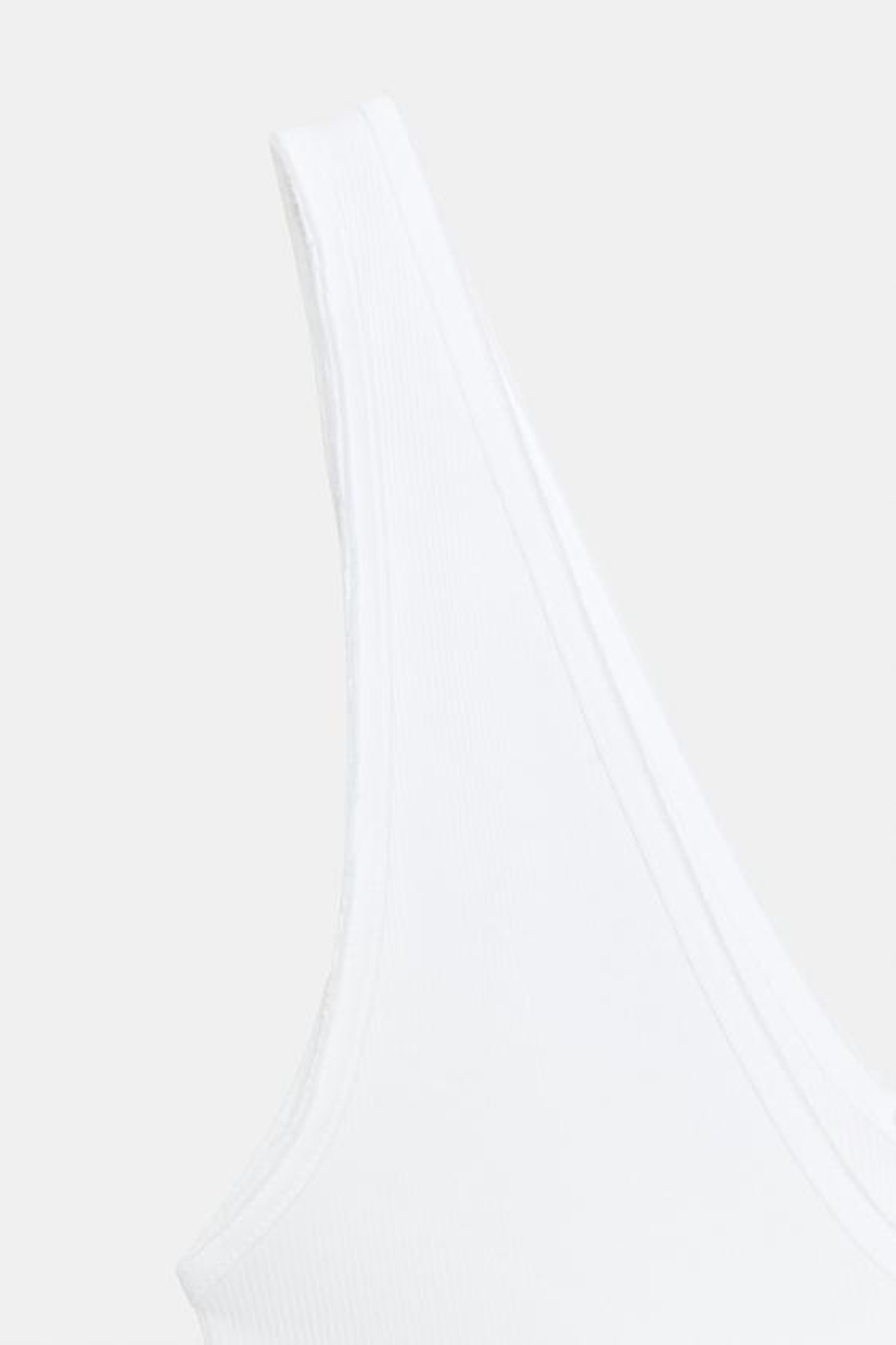 ZARA ТОП В РУБЧИК С V-ОБРАЗНЫМ ВЫРЕЗОМ, БЕЛЫЙ