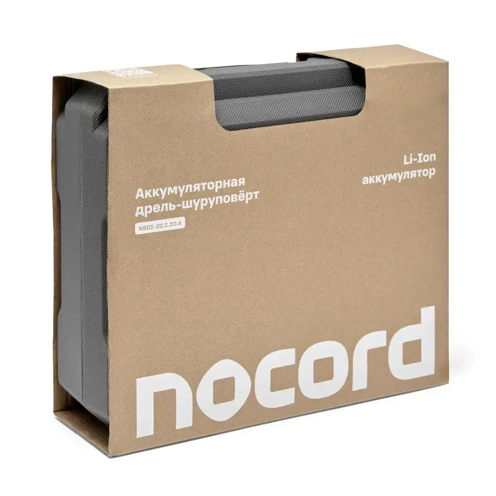 Аккумуляторная ударная бесщеточная дрель-шуруповерт Nocord, 20В, 2х2 А ч, в кейсе, NВDI-20.2.20.А