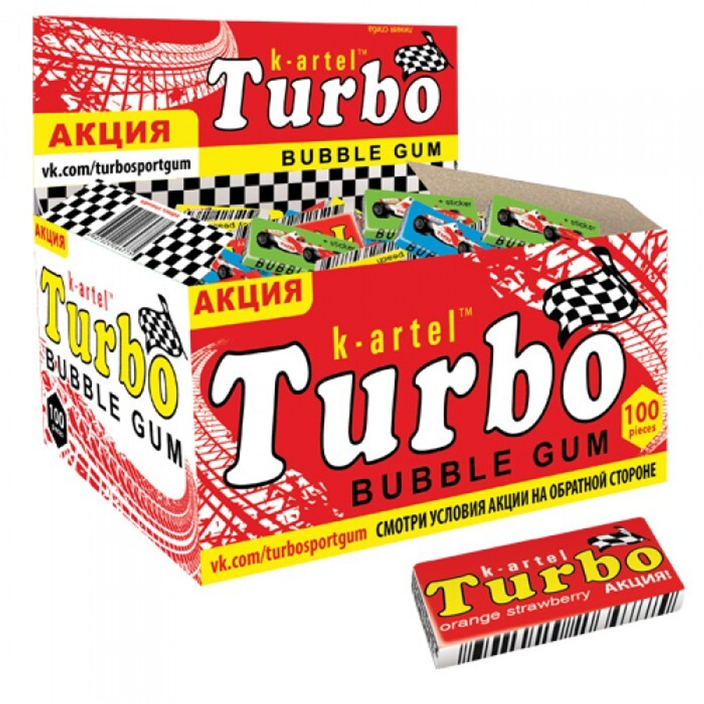 Ж/Резинка TURBO с наклейкой 100 шт