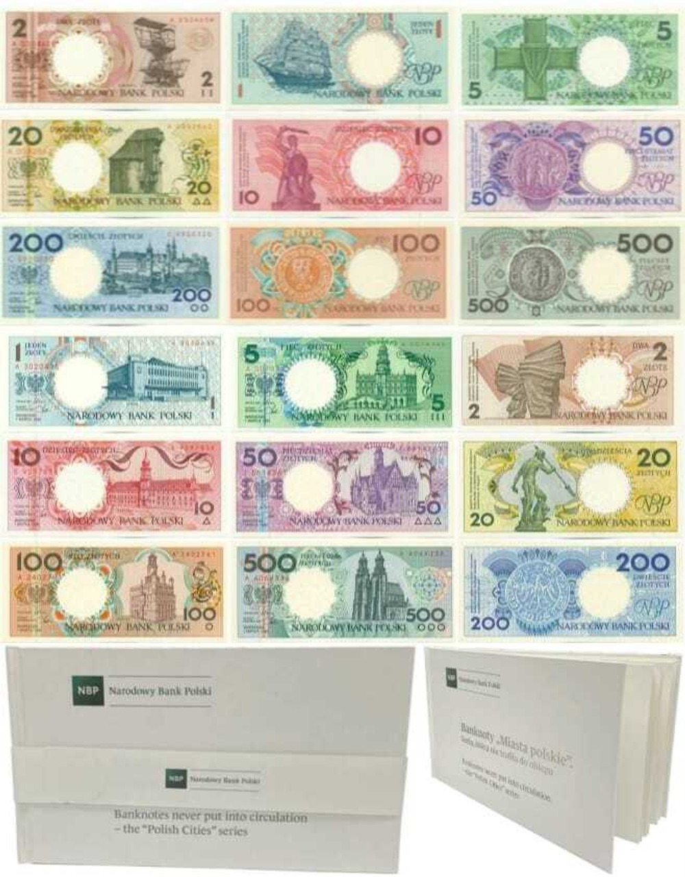 Польша 1990 набор 9 банкнот в буклете UNC