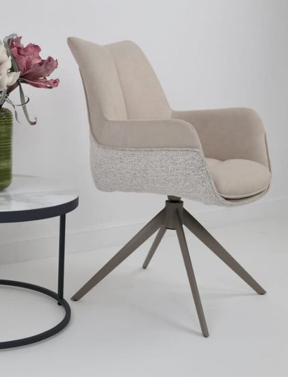 Стул PONTUS 360 град. поворот. RIELY-111 / PRESENT-120 Кремовый / Латте