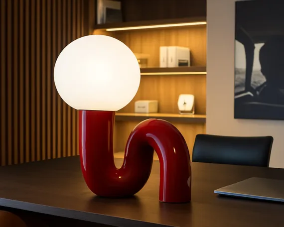 Большой настольный светильник Jean 40х27 см, красный