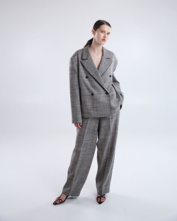 Жакет двубортный из шерсти Стелла Маккартни канва черно-серый