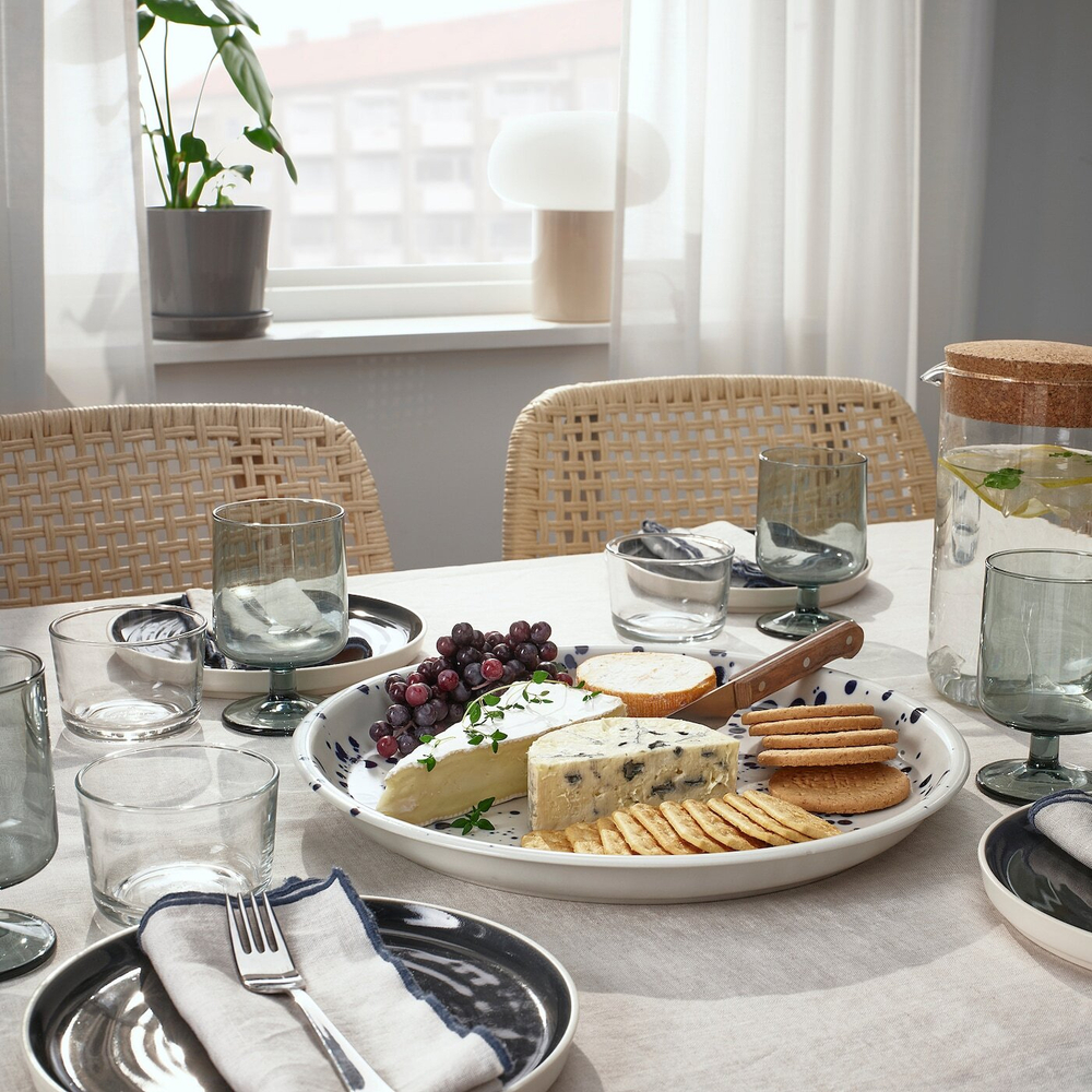 IKEA SILVERSIDA  (ИКЕА СИЛВЕРСИДА)  -  Блюдо, узор/синий, 34 см