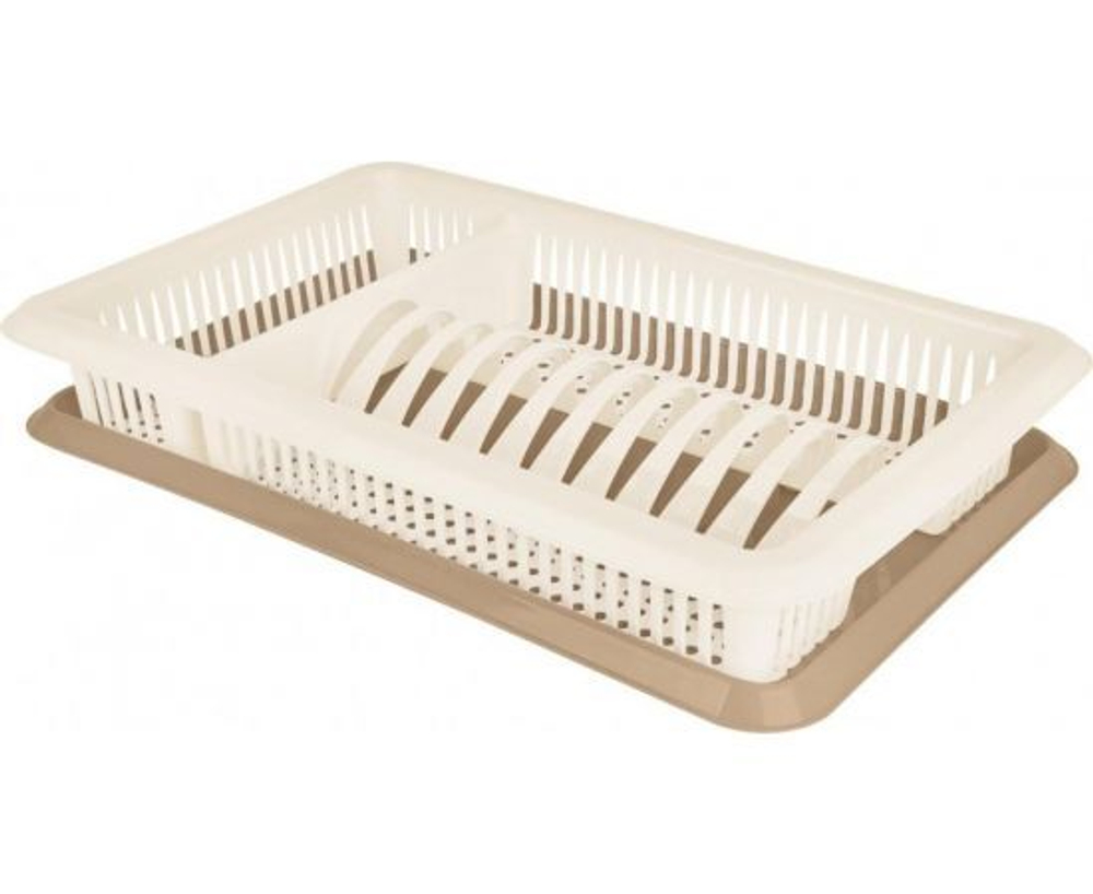 Сушилка для посуды Plast Team с поддоном 1-а ярусная 480х305х85 мм шоколадный мокко