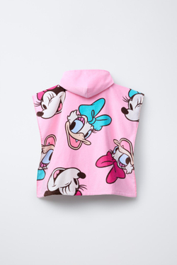 ZARA ПОЛОТЕНЦЕ ПОНЧО С ПРИНТОМ MINNIE MOUSE AND DAISY © DISNEY, РОЗОВЫЙ