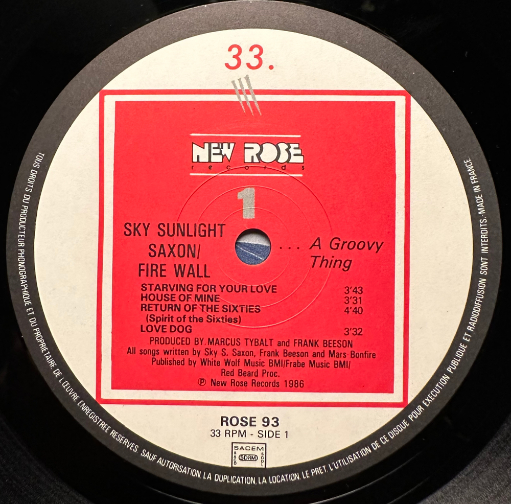 Sky Sunlight Saxon / Fire Wall - A Groovy Thing (Франция 1986г.)