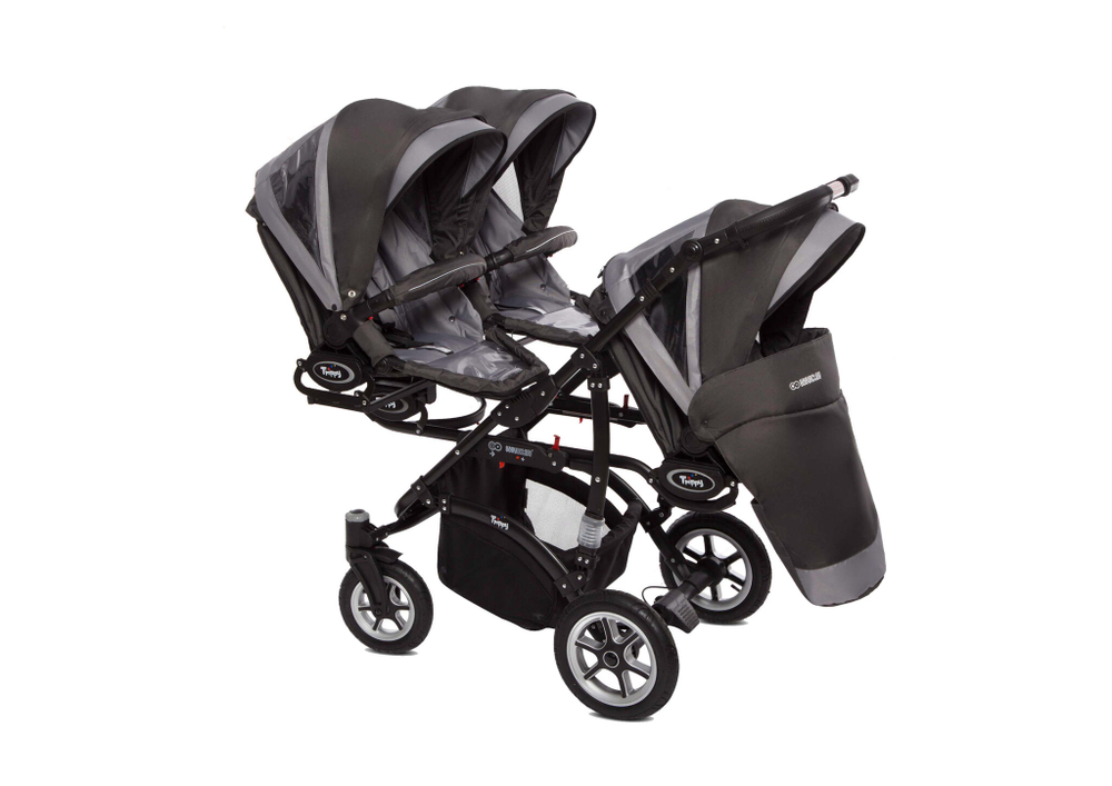 Коляска для тройни BabyActive Trippy Premium 2 в 1 (Серый)