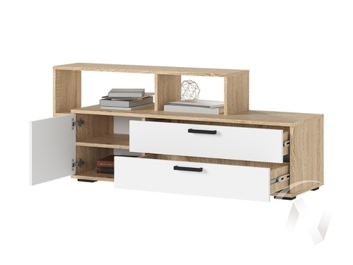 Тумба под ТВ ТВ 01 МС Санса (дуб сонома/белый)
